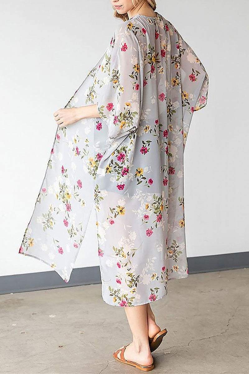 Floral long body cardigan (EF6115)