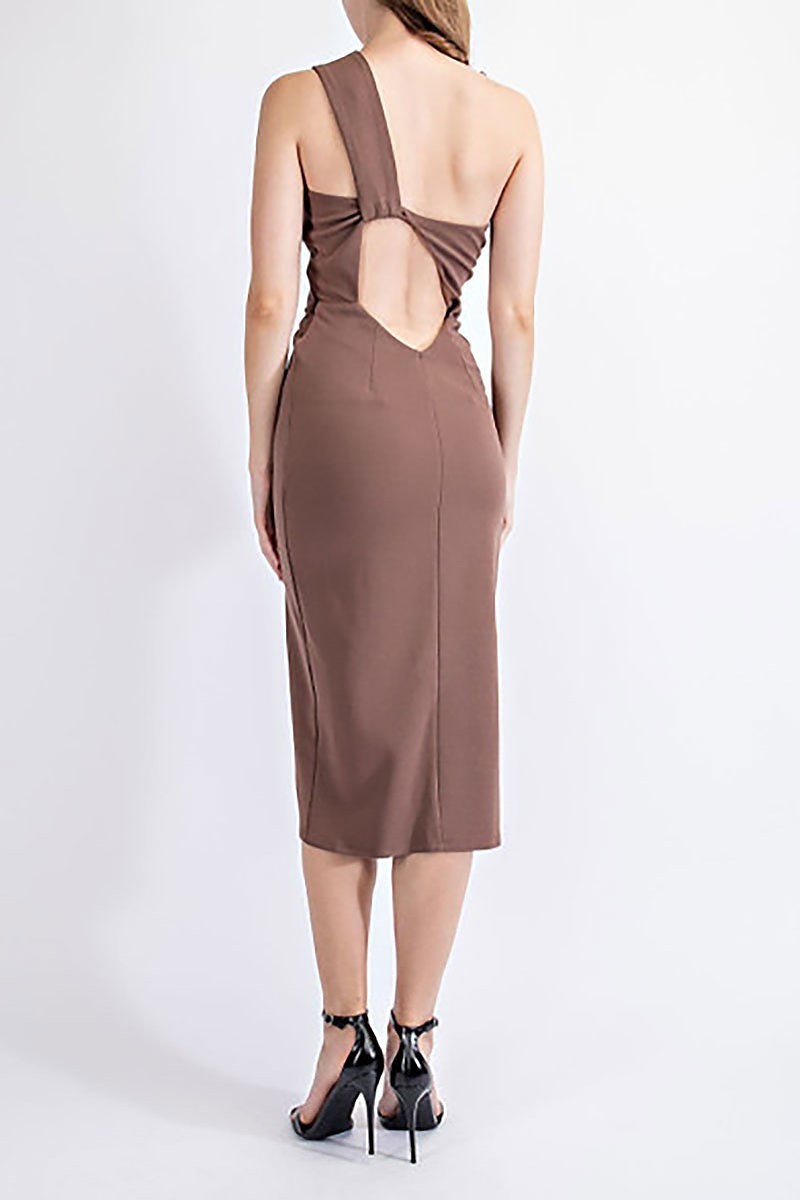 One shoulder cutout detail midi dress (EDVC2431)