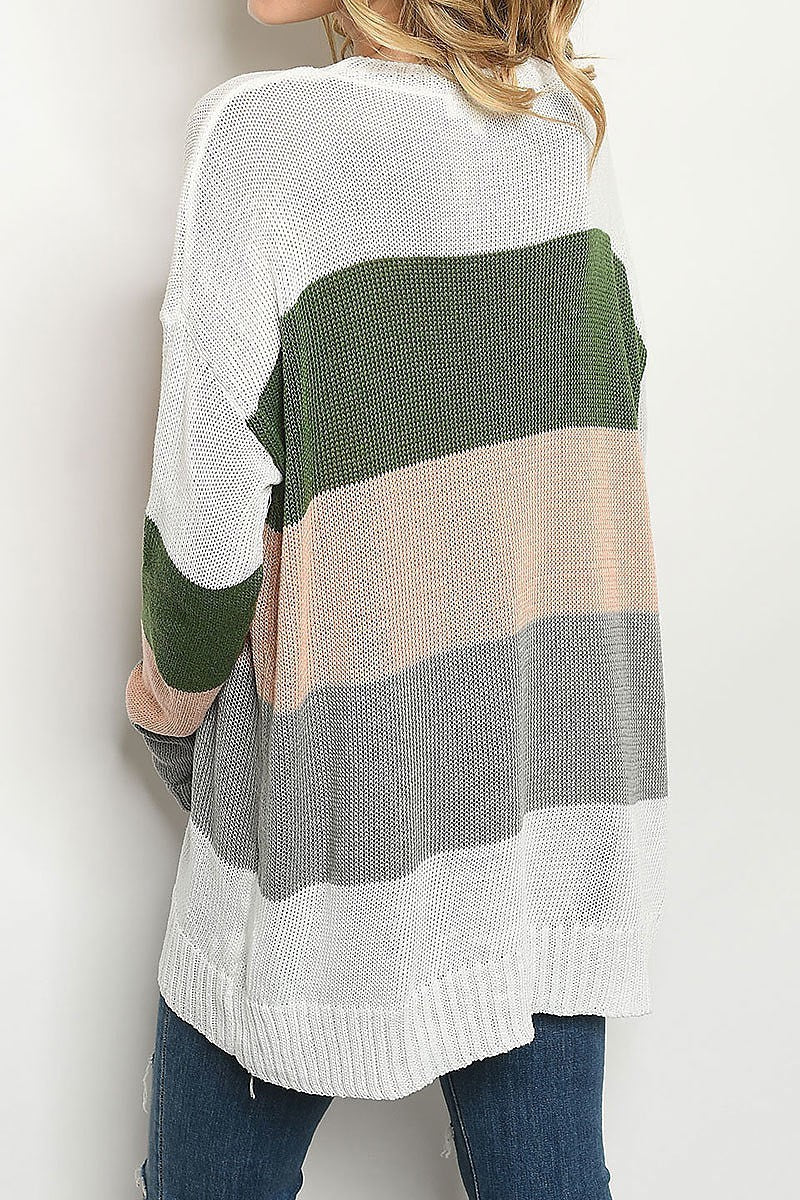 Round neck stripe loose fit sweater (DGS4510-1)