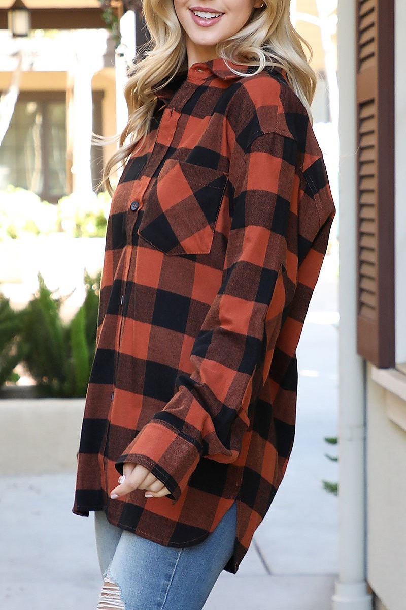 Plaid button detail shacket (DGS6335)