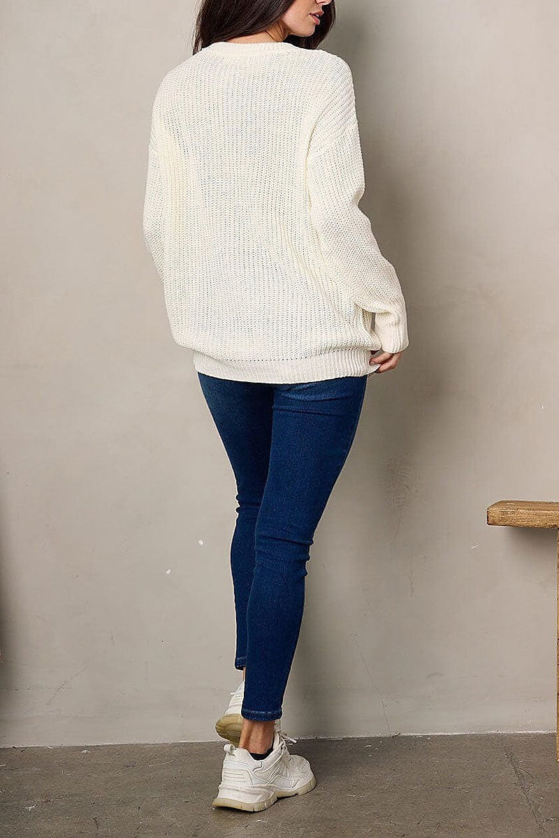 Long sleeve multi color stripes sweater (EFWT2011)