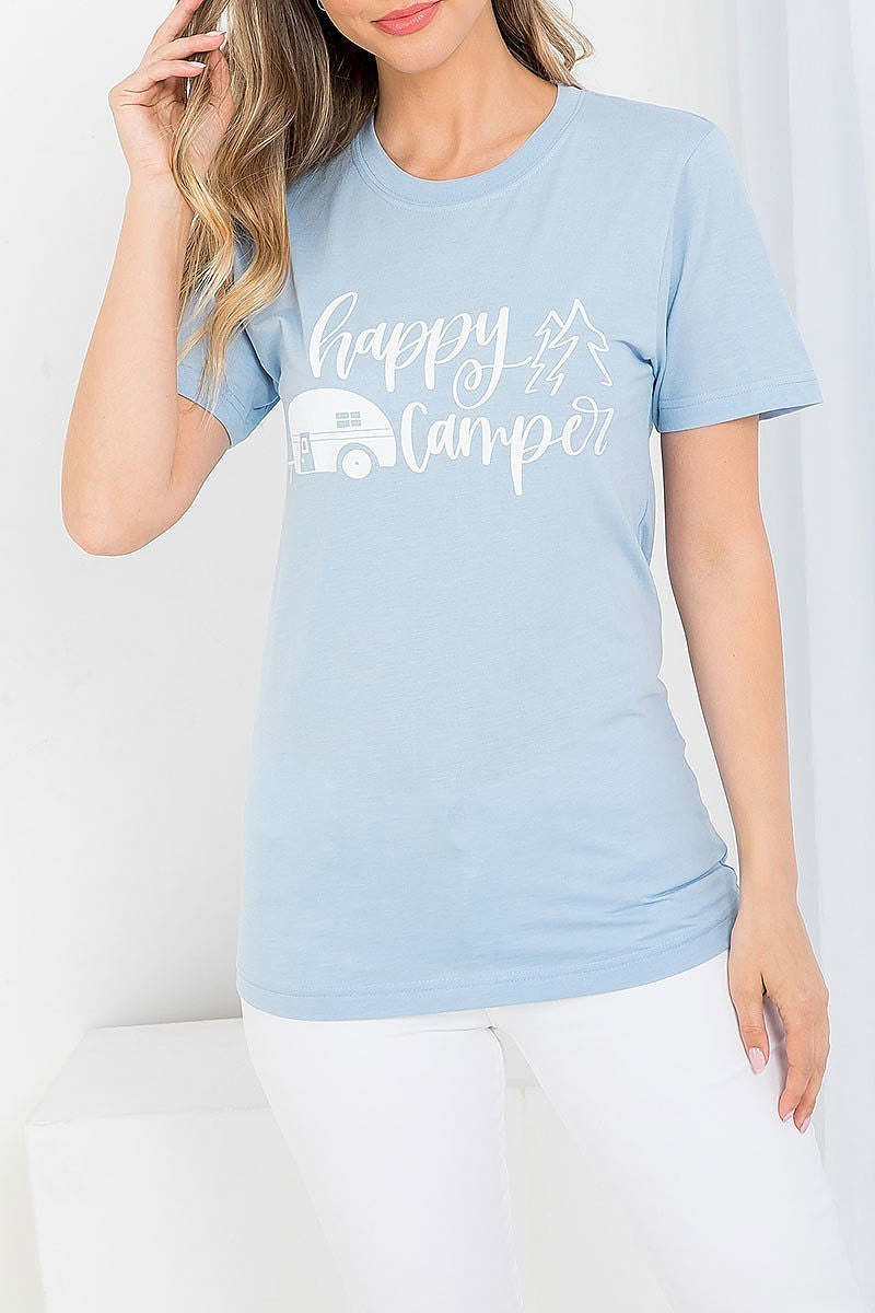 Happy camper graphic tee top (EF3536)