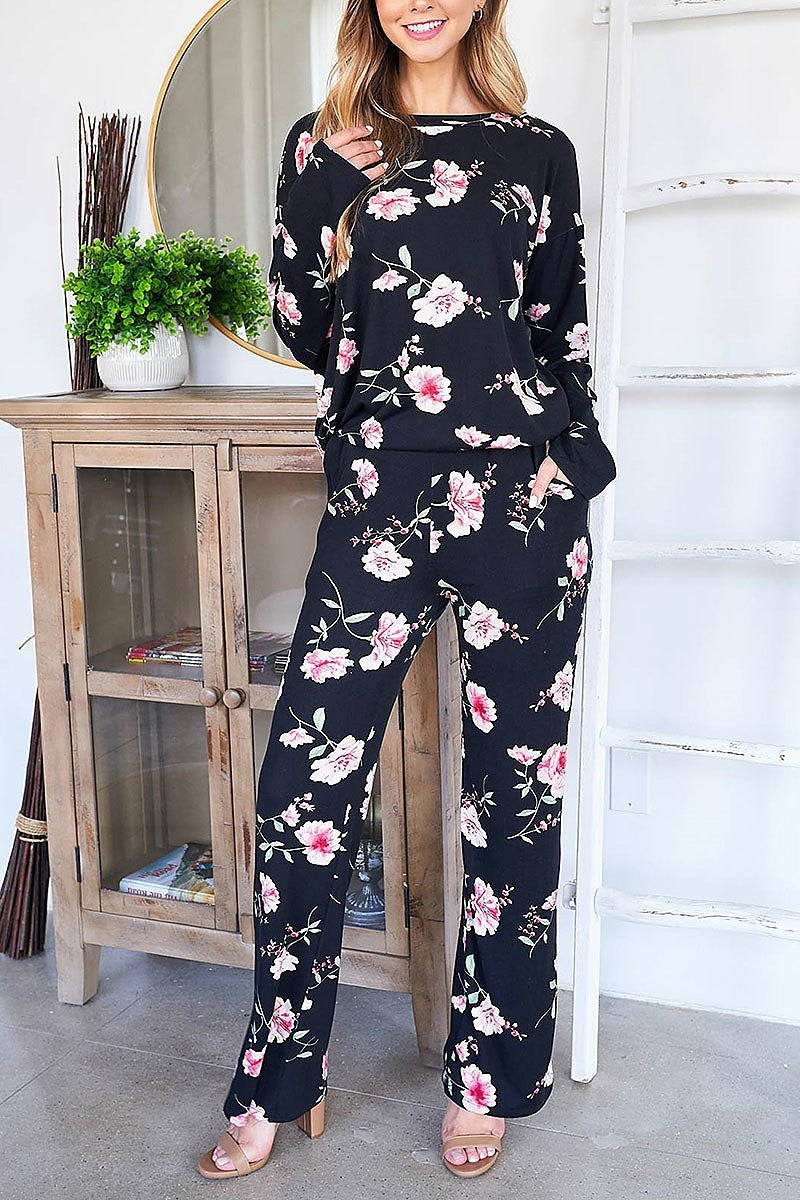 Florla print top and pants set (EF2715)