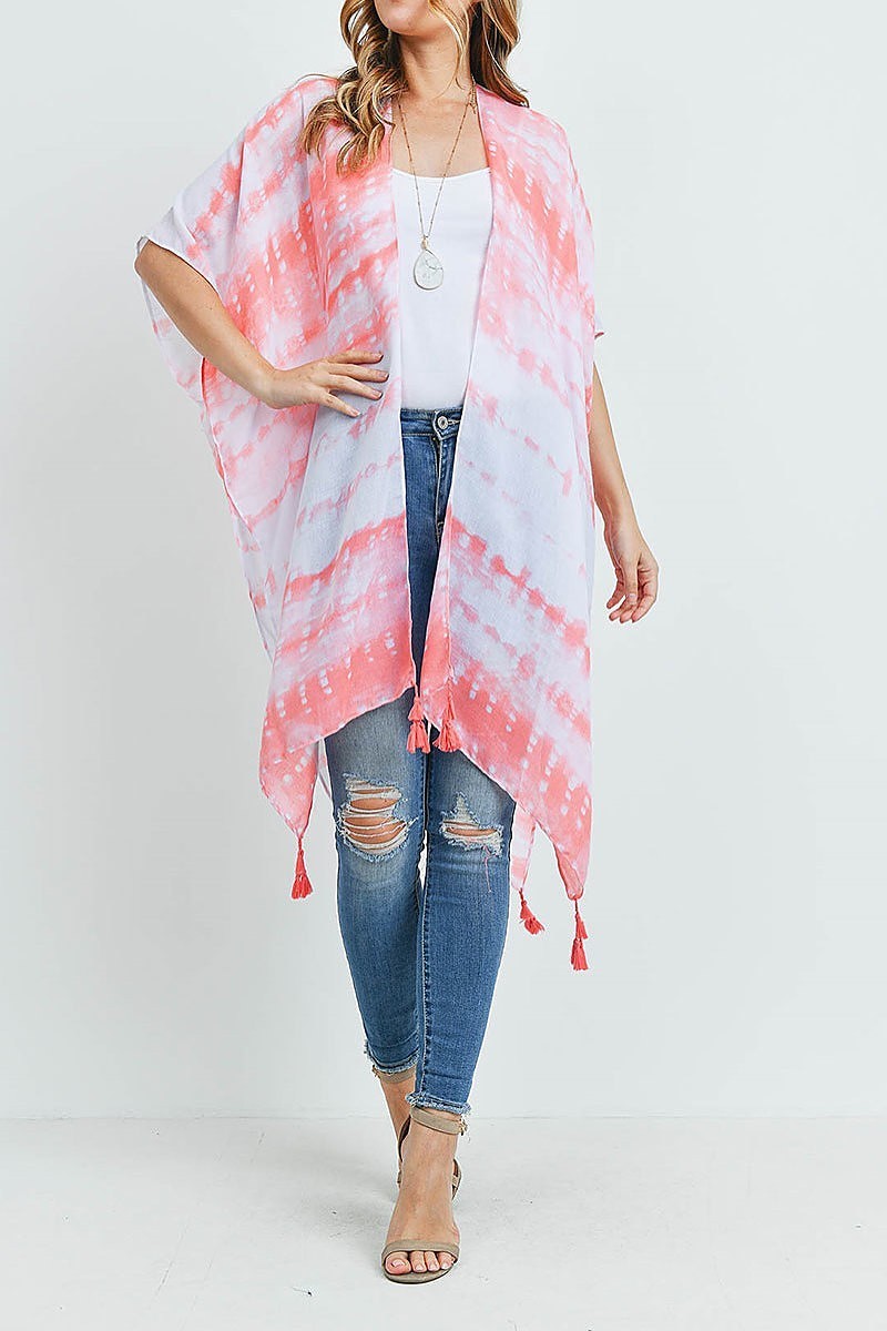 Tie dye dash tassel kimono (EF3505)