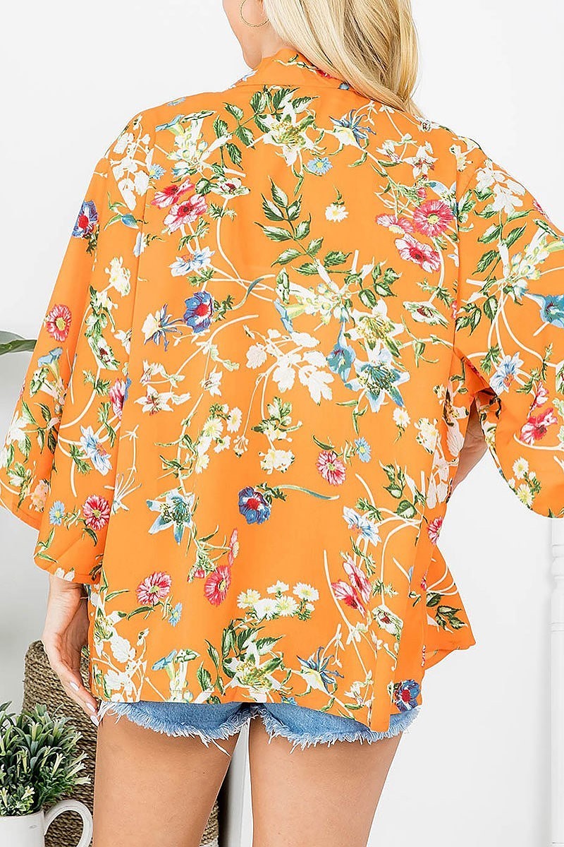 Flower print open front kimono (EF3967)