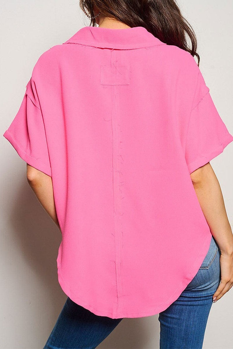 Short sleeve v-neck tunic blouse top (EGWT1189)