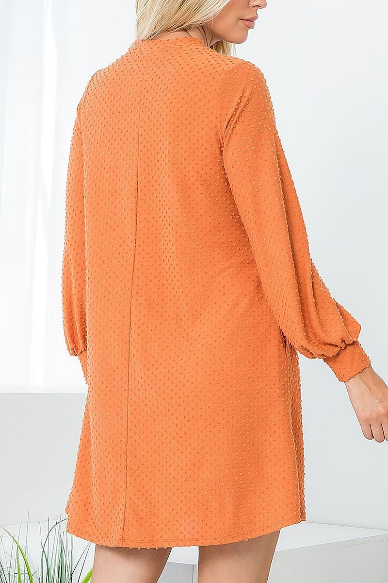 Long sleeve brushed layered ruffle hem dress (DED8736)