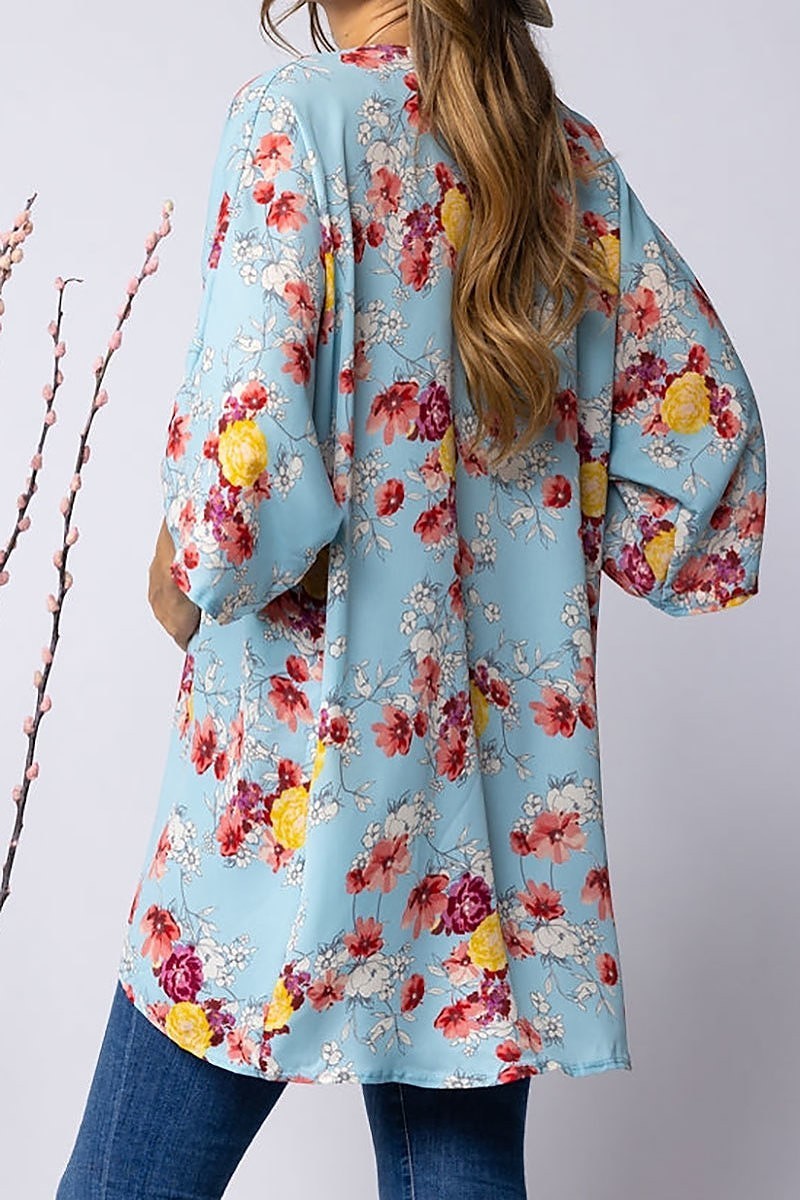 Floral print open kimono cardigan (EDSW2986)