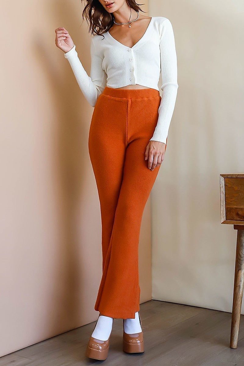 High waist flare leg pants (TDG9853)