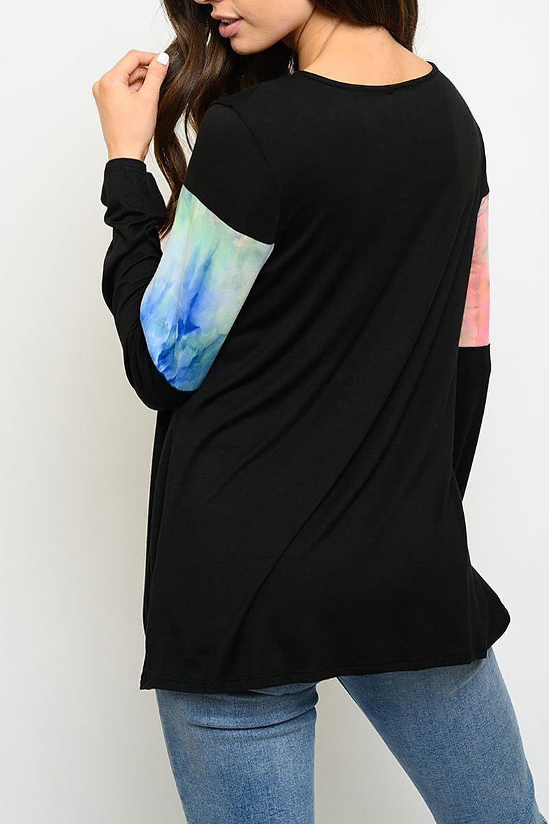 Tie dye tunic long sleeve top (EDWT3072)