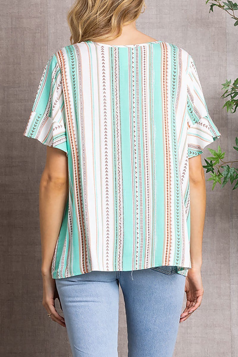 Criss cross bell short sleeves top (EDSW3328)