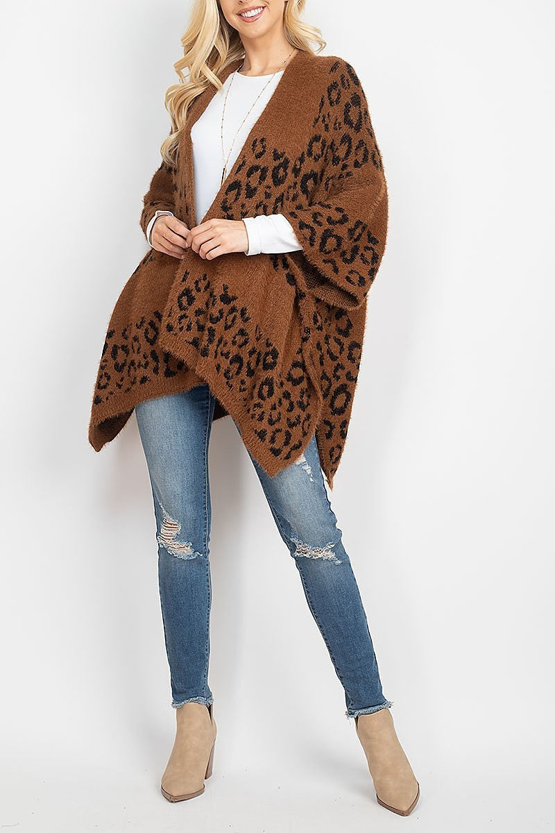 Leopard print sweater kimono (DGS5336)