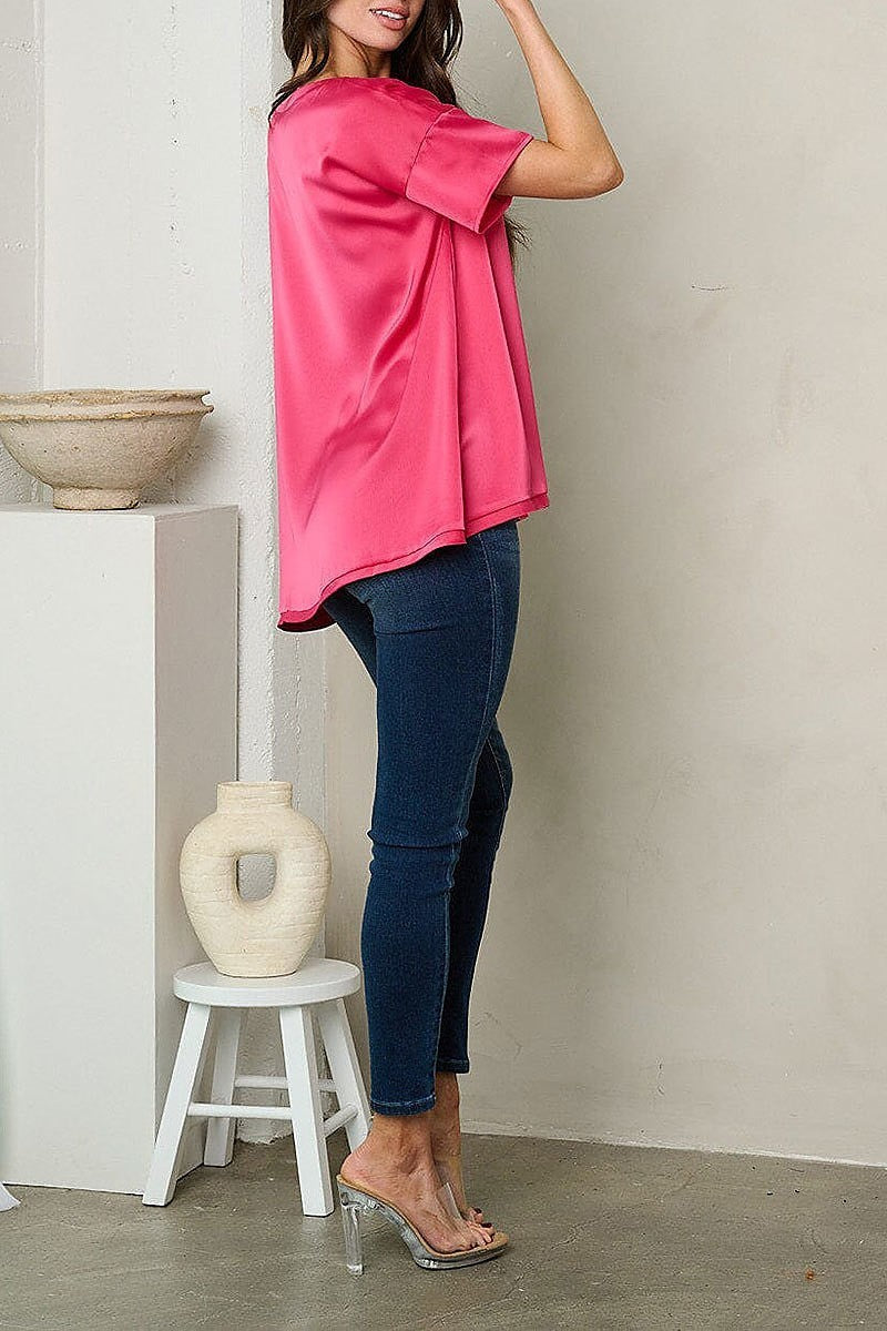 Short sleeve tunic blouse top (EFWT2165-TOP)