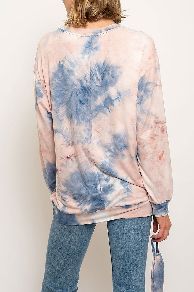 Oversize tie dye with mask set top (EDWT2525)