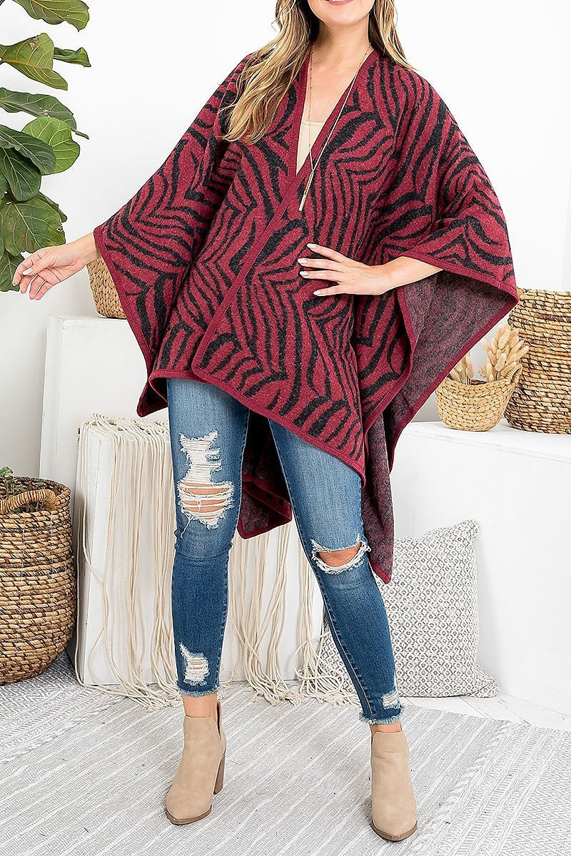 Zebra print fuzzy knee length kimono (DGS5403)