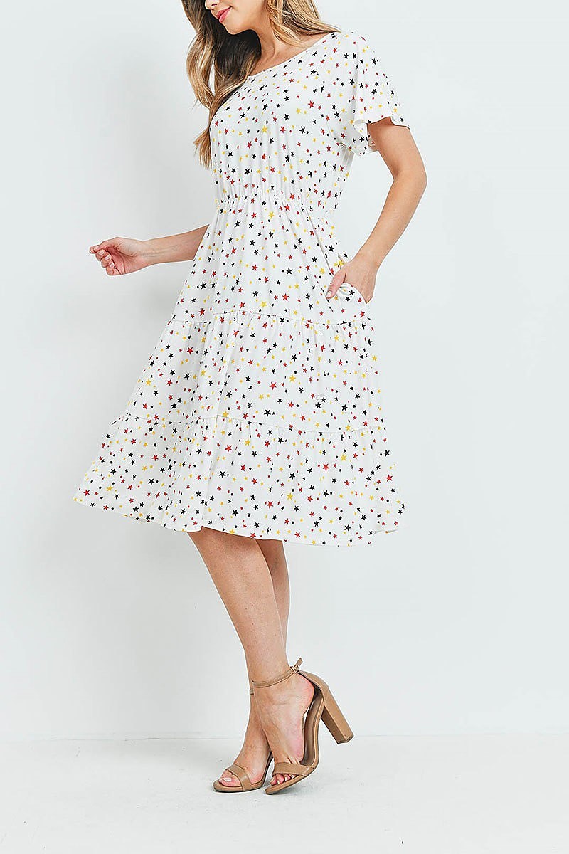 Multi color stars a line tiered dress (DED6510)