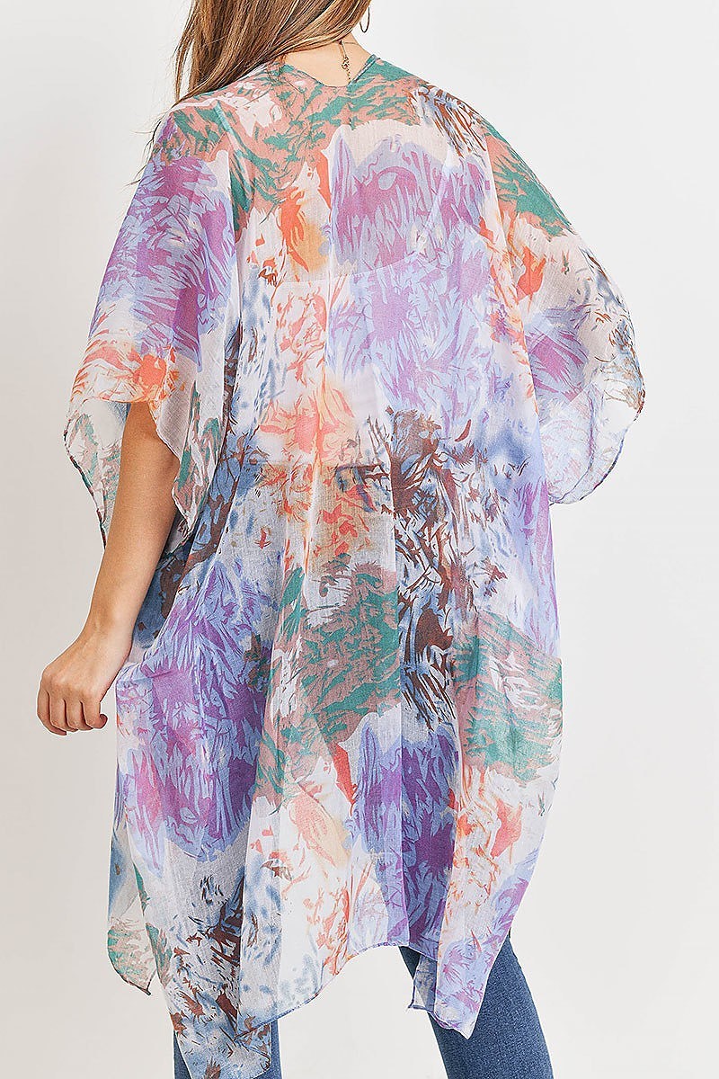 Abstract print open front kimono (DGS5152-PU2)