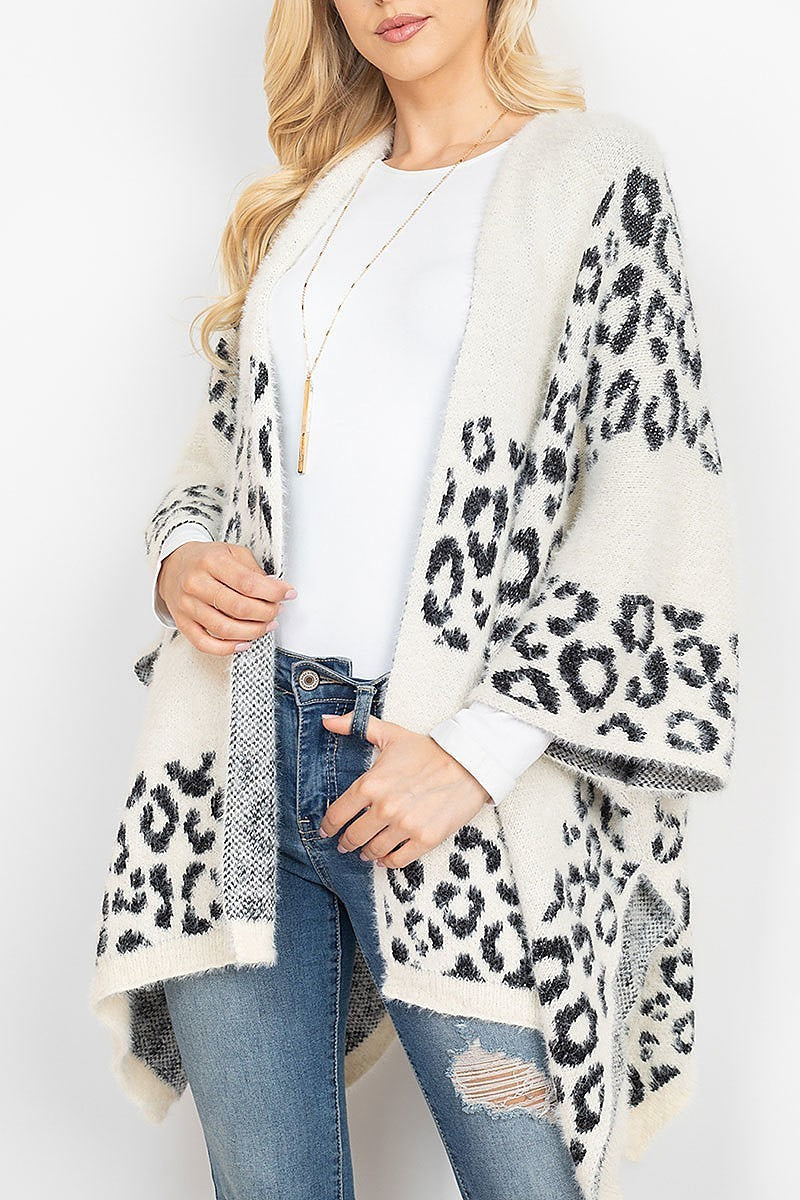 Leopard print sweater kimono (DGS5337)