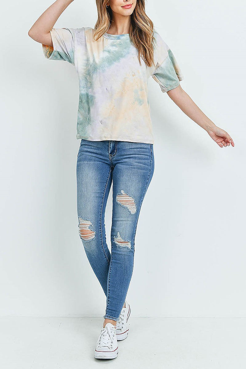 Crew neck tie dye top (ED8717-LAST)