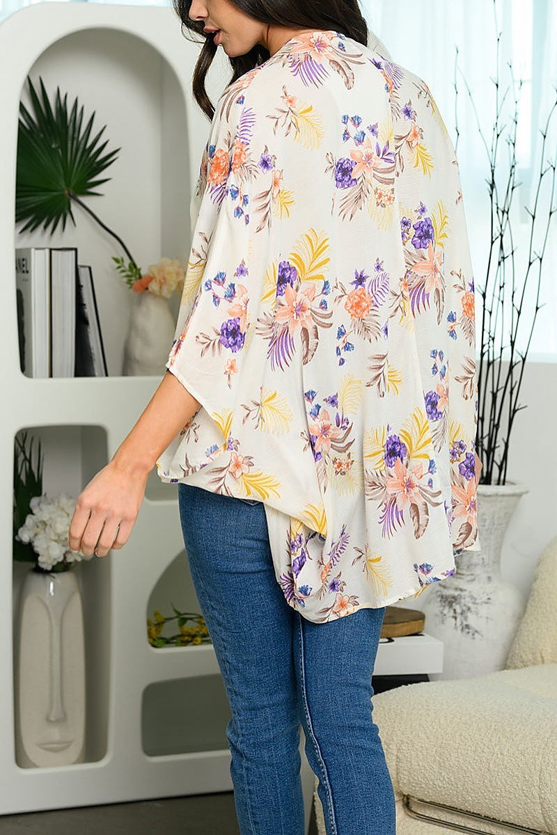 Short sleeve floral kimono (EDWT6039)