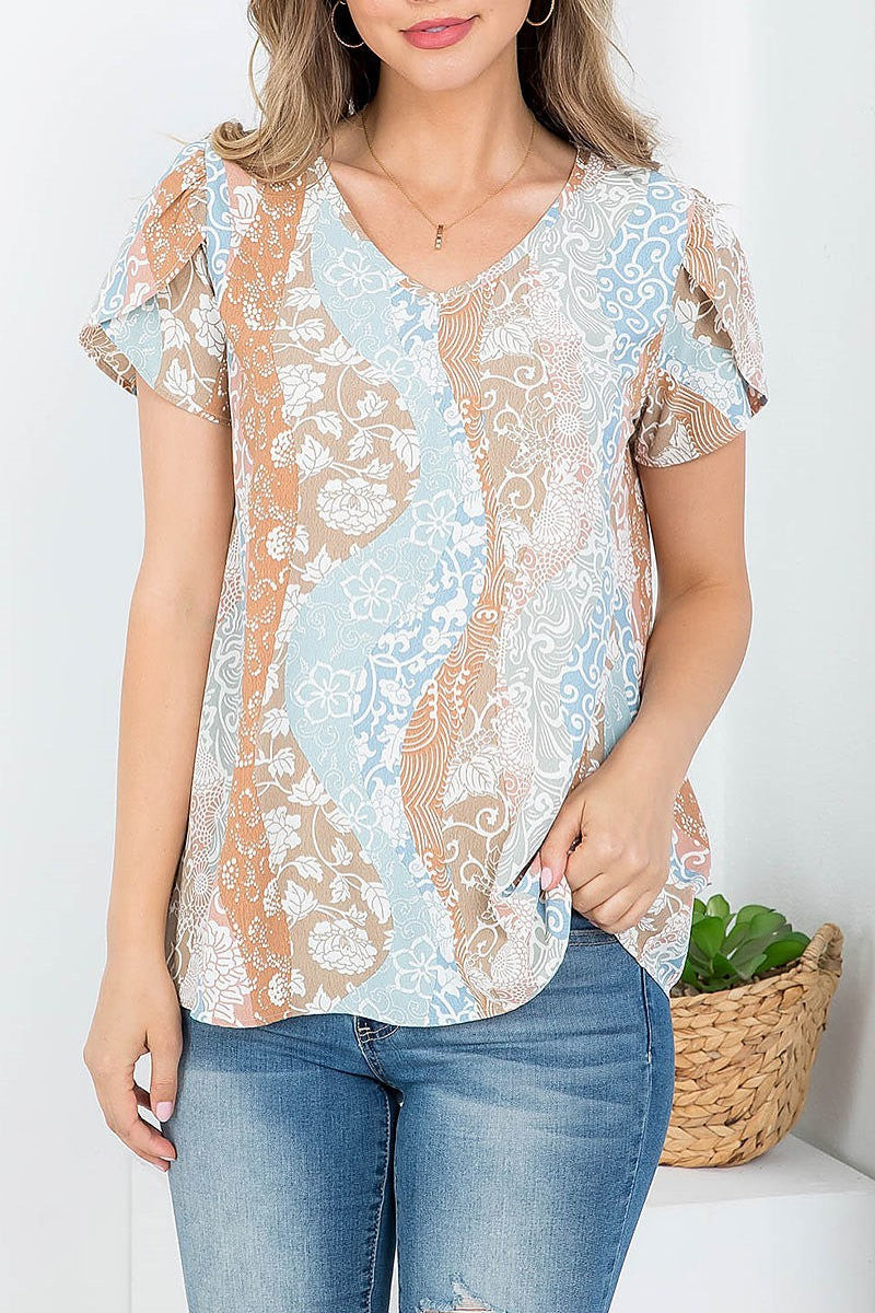 Floral morocan printed top (EF4376)