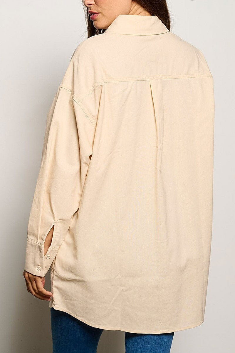 Long sleeve button up oversized top (EGWT1170)