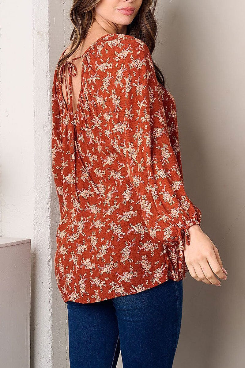 Long sleeve tunic floral top (EFWT3000)