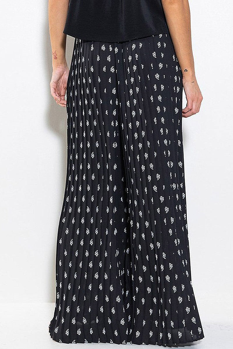 Elastic waist wide led printed palazzo pants (EFWT7424)