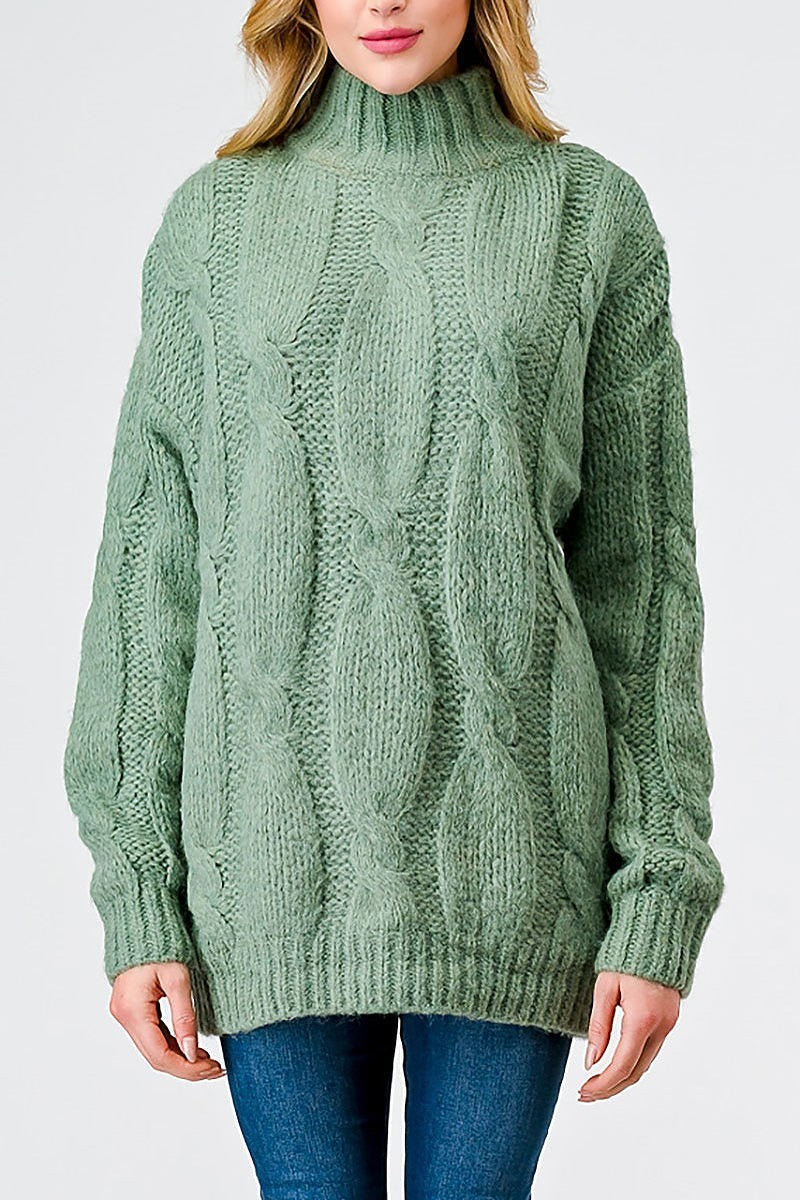 Cable knit mock neck sweater (TED2017)