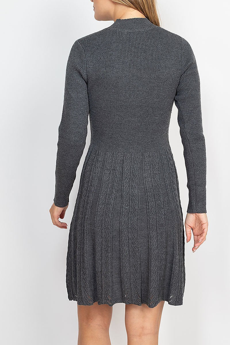 Ribbed knit chevron sweater knit dress (DED6847)