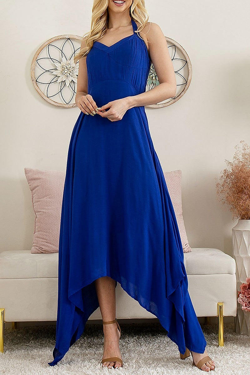 V neck spaghetti maxi dress (DED8248)