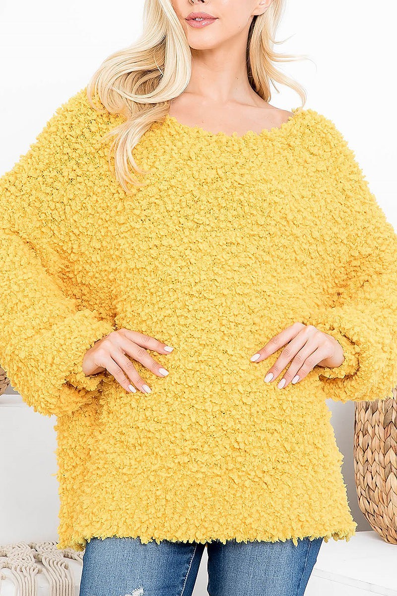 Round neck textured bubble knit sweater (DGS5368)