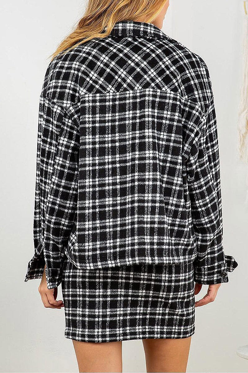 Long sleeve button up plaid jacket (EFWT5295-JACKET)