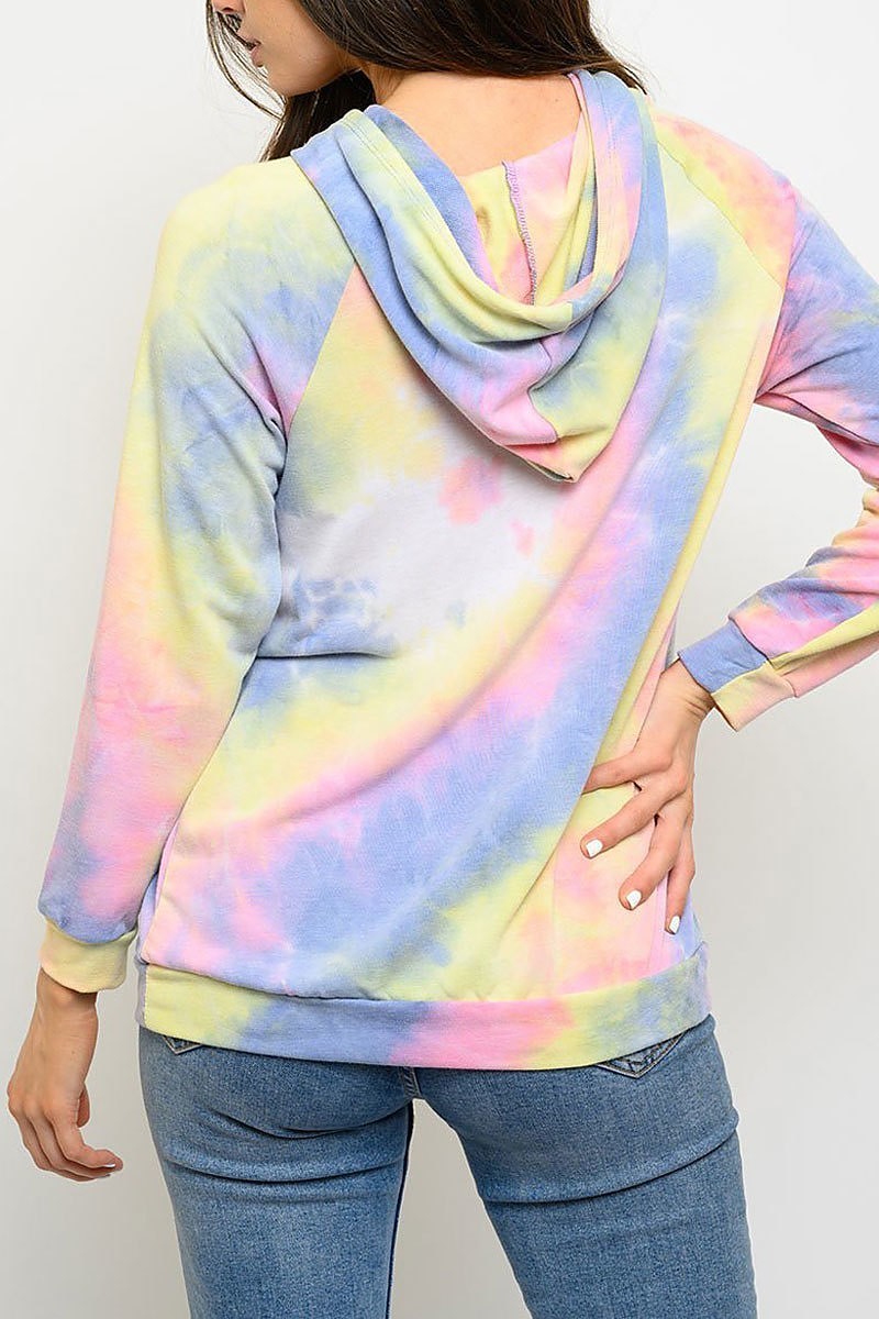 Long sleeve tie dye hoodie top (EDWT3068)