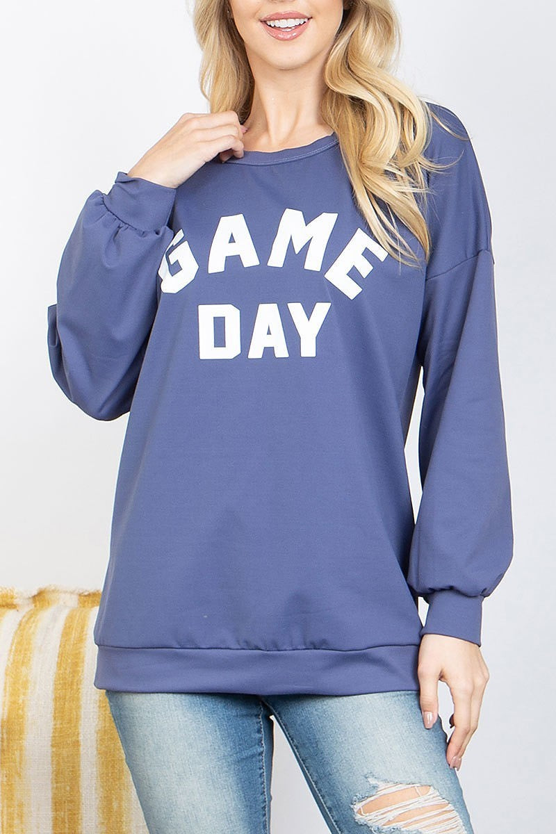 Game day printed round neck pullover top (EF5052)