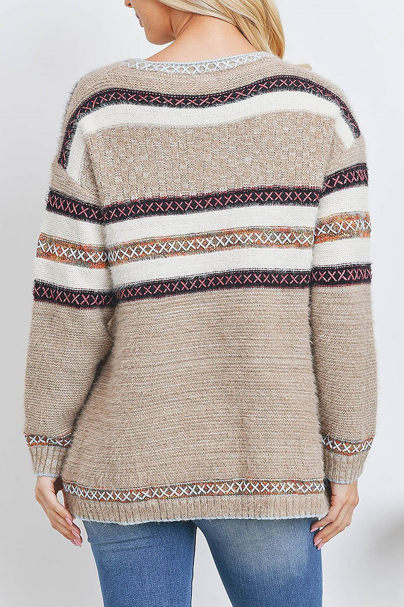 Fringe and stitch detail sweater (DGS5552)