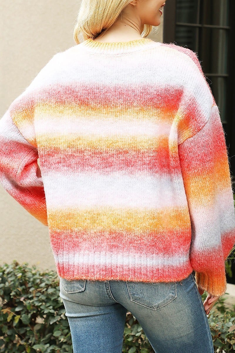 Multi color stripe waffle sweater (DGS6544)