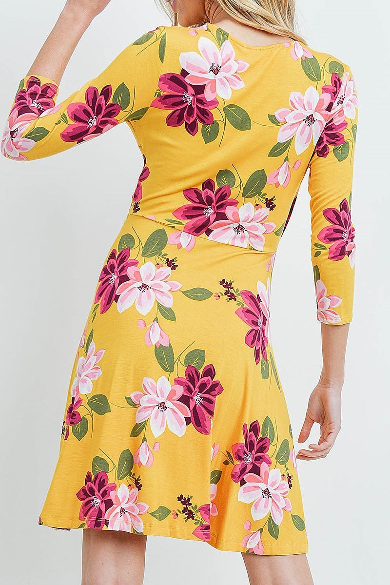 Surplus detail floral print wrap dress (DED5916-LAST)