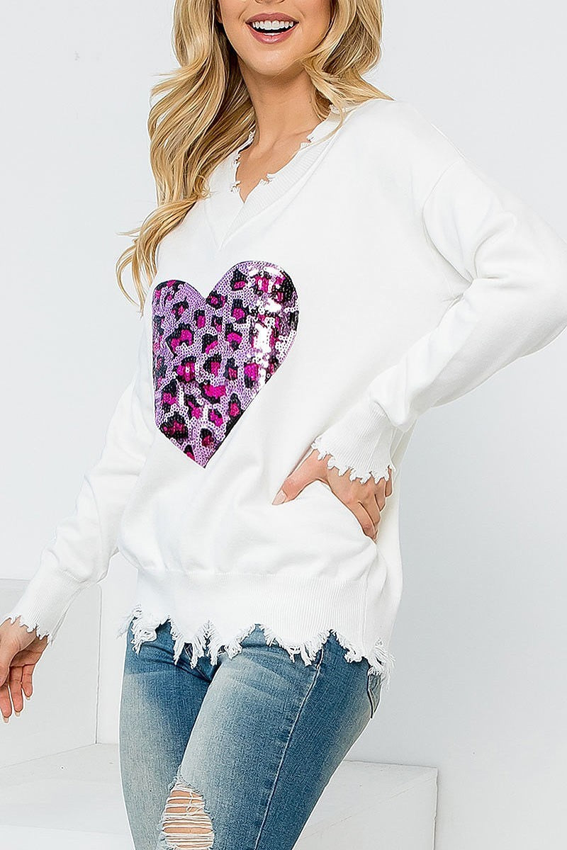 Heart shape sequin detail top (DGS6302)