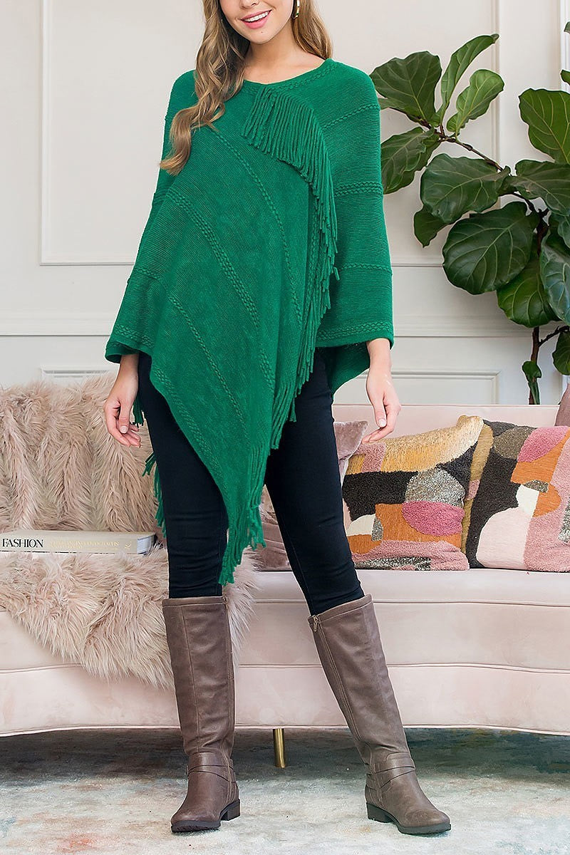 Asymmetric fringe poncho (DGS5881)