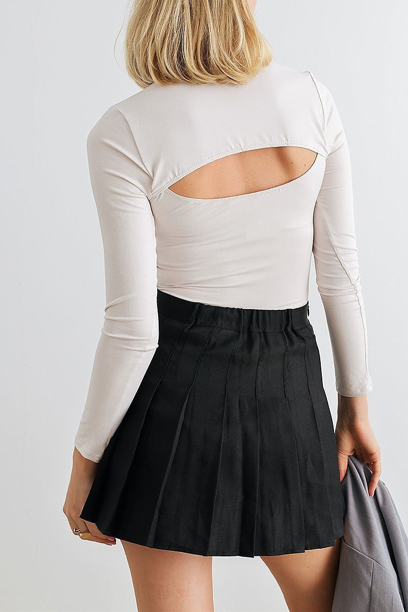 Lone sleeve mock neck cutout back bodysuit (TED1993)