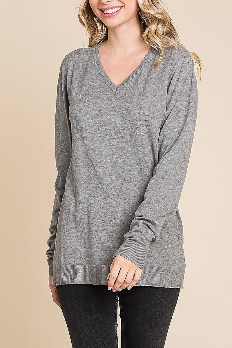 Classic v-neck sweater top (EDH1903)