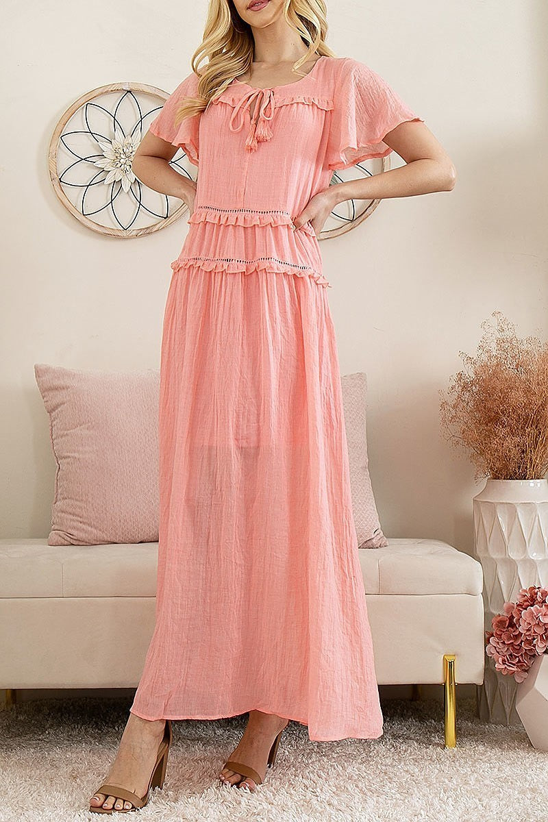 Ruffle detail maxi dress (DED8249)