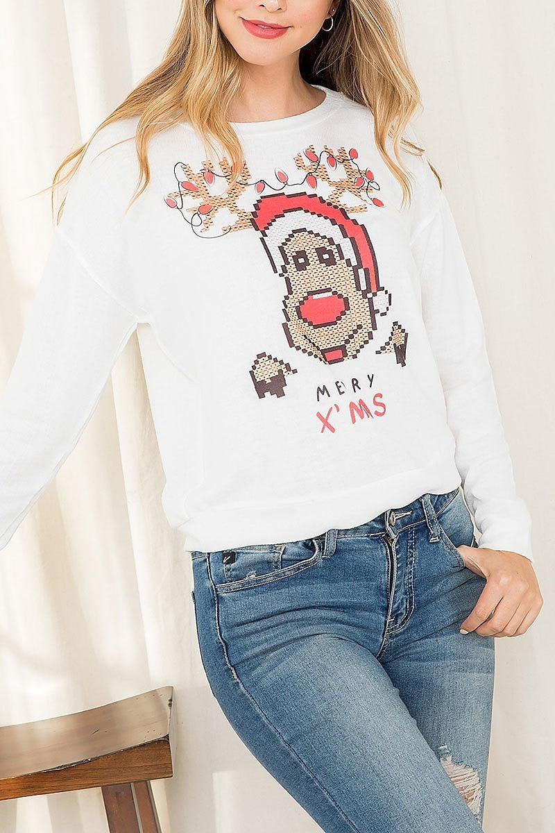 Merry x mas print top (EF2614)