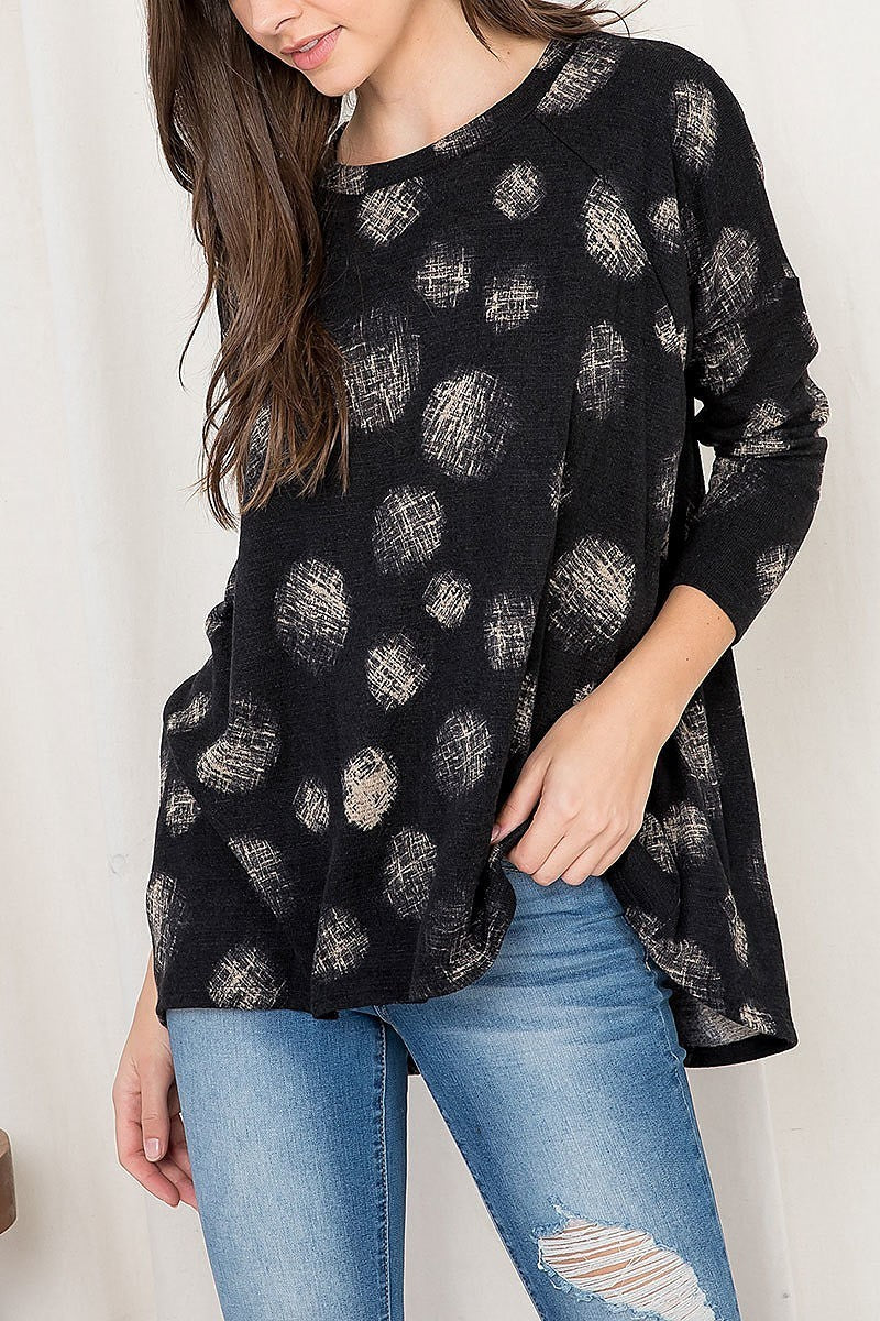 Geo print crew neck loose fit top (EF2678)