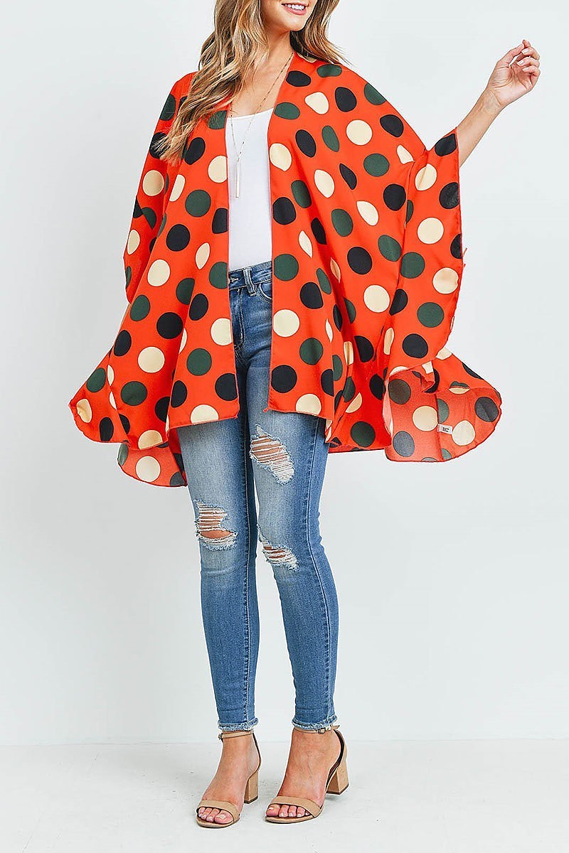 Polka dot ruffle kimono (ED9327)