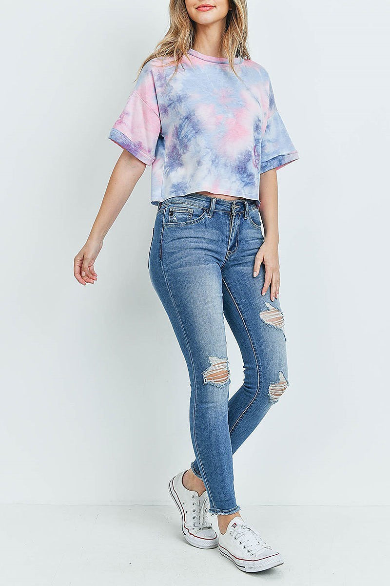 Crew neck tie dye top (ED8716-1)