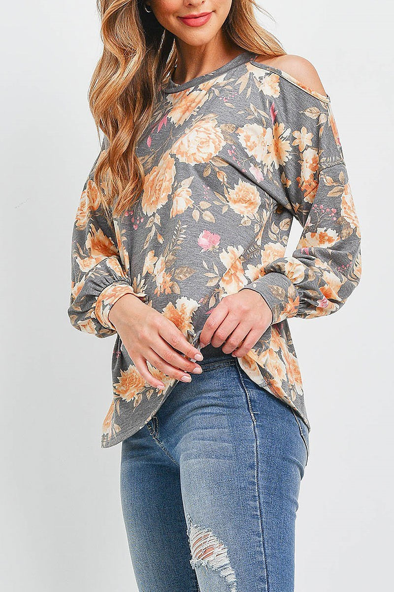 Cold should long sleeve floral top (EF2160)