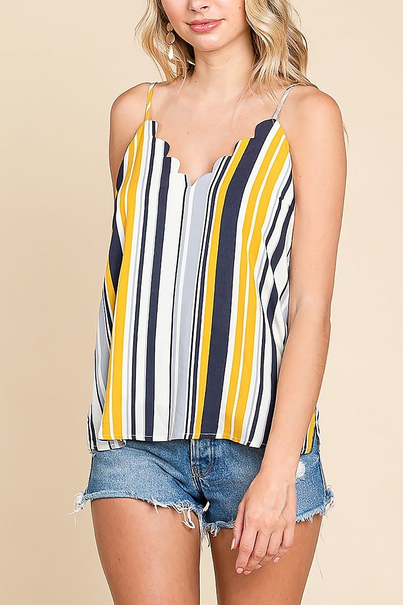 Scallop edge stripe cami (EDH1420)