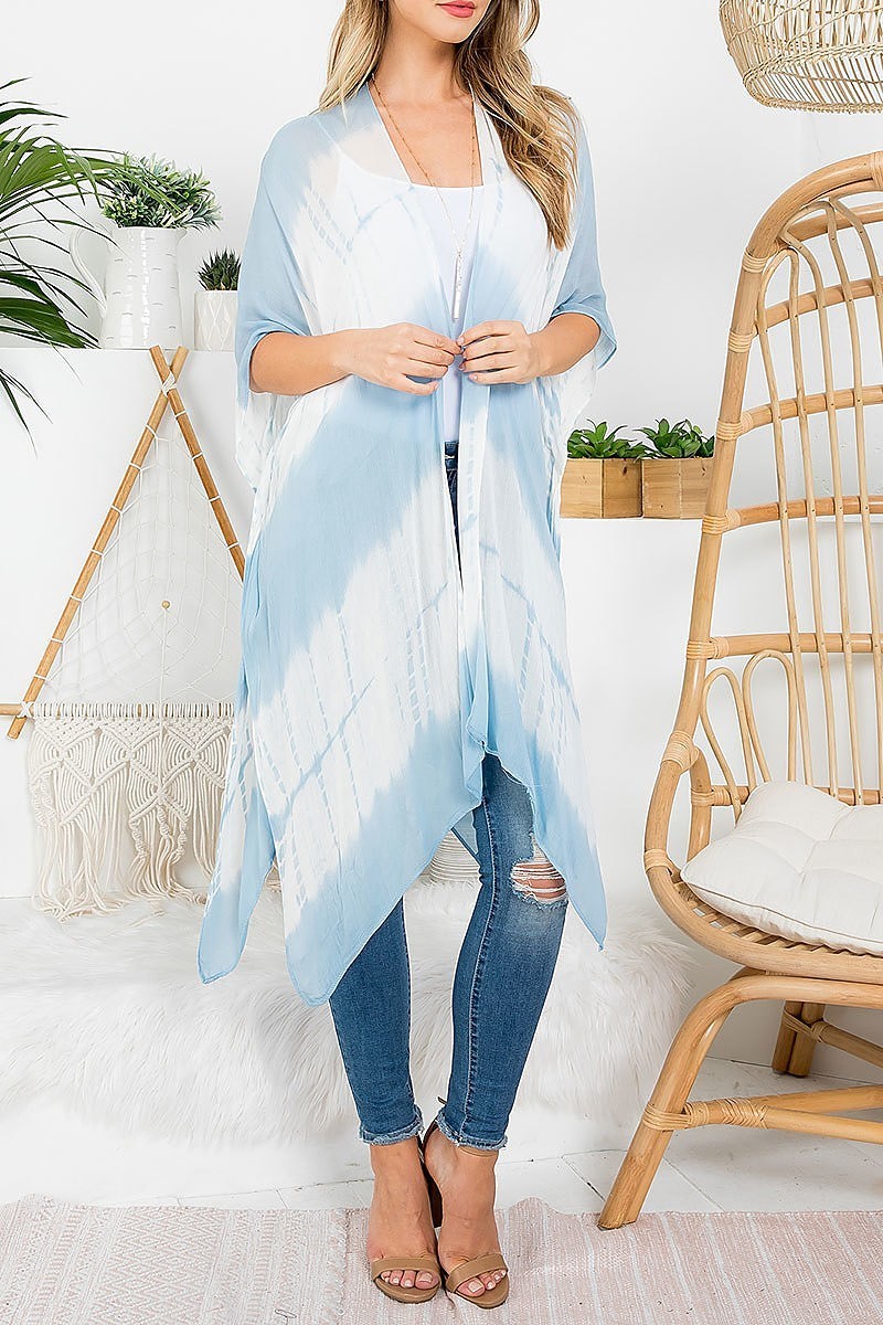 Tie dye two open front kimono (EF3258)